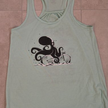 Mint Tank Top with Octopus Print