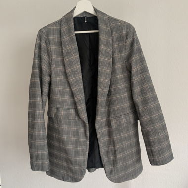 Blazer a quadri grigio beige