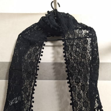 Frühling Sommer Herbst Schal Schwarz Spitzen *NEU*