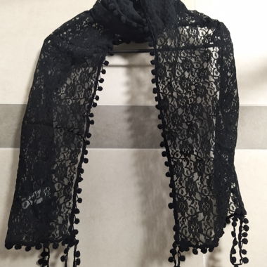 Frühling Sommer Herbst Schal Schwarz Spitzen *NEU*