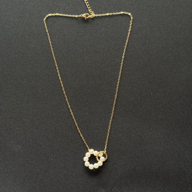 Collier perles et chaine doré acier inoxydable