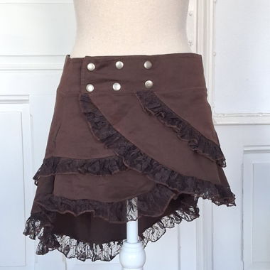 Gonna mini marrone con pizzo