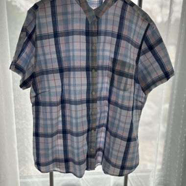 XXL short-sleeve checked cotton shirt