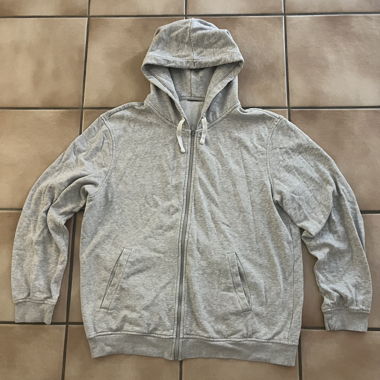 Felpa Grigia con Cappuccio e Cerniera/Zip