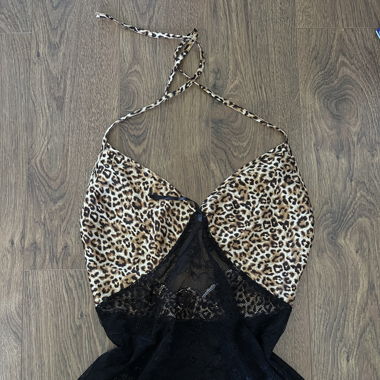 backless cheetah and lace top vintage 
