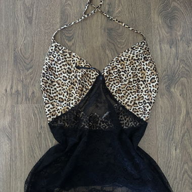 backless cheetah and lace top vintage 