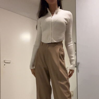Beige/Braune Business Hosen