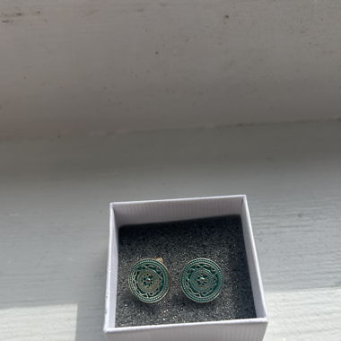 Fairy, goblin, cottage core green stud earrings