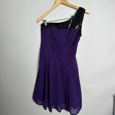 Purple one-shoulder dress