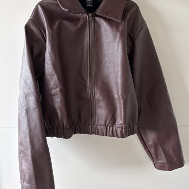 Short Bordeaux Faux Leather Jacket