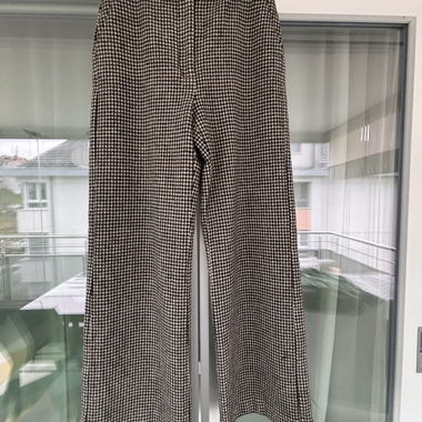 Sezane Houndstooth Check Trousers 38