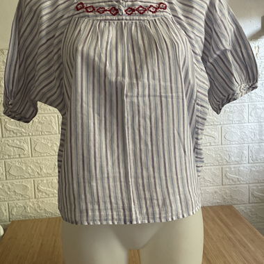 Blue and White Striped Blouse