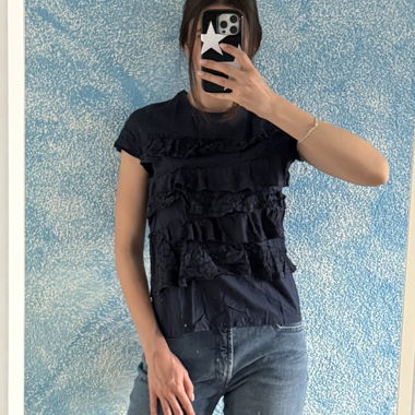 Dark Blue Ruffle T-Shirt
