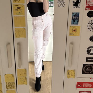 Pastel pink cargo pants