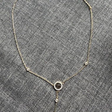 Collier acier inoxydable doré avec pendentifs rose