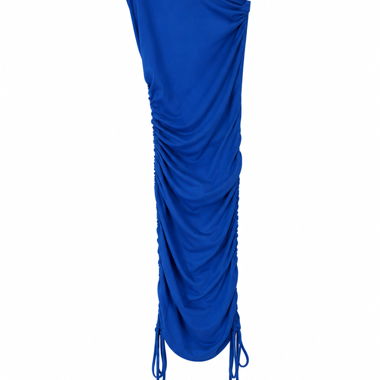 Blaues One-Shoulder-Kleid