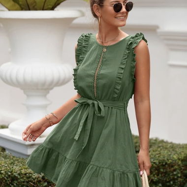 Robe verte à volants