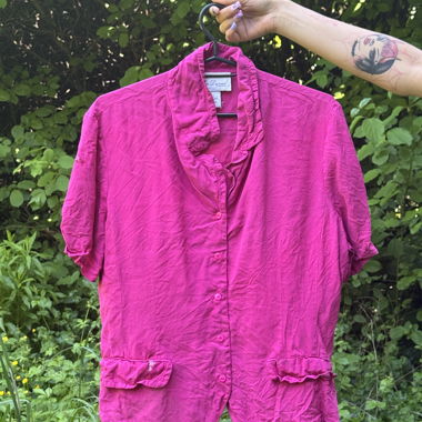 Blouse de soie rose