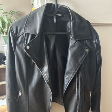 black leather jacket
