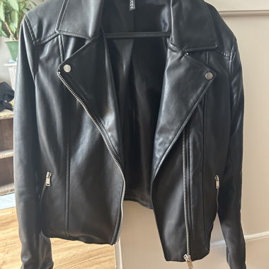 black leather jacket