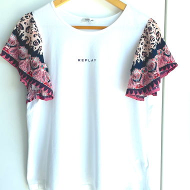 Replay T-Shirt mit bedruckten Ärmeln