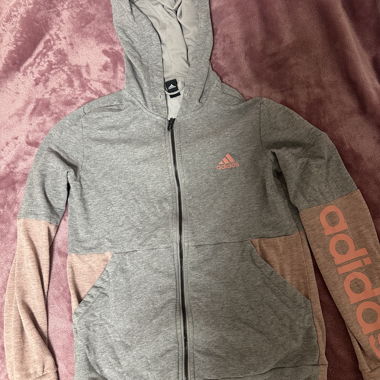 Adidas Kapuzenjacke grau/rosa Grösse S