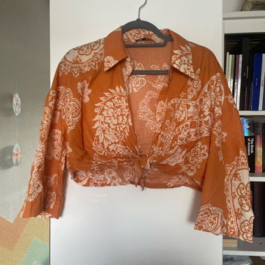 Orange crop blouse
