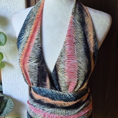 Y2K Satin-Plisse Halterneck Top Ibiza Style