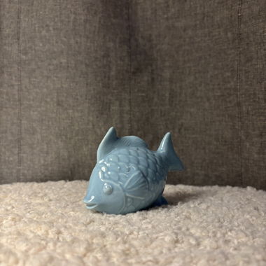 Light blue ceramic fish decorative figurine