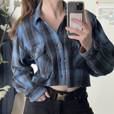 CROPPED FLANNEL TOP