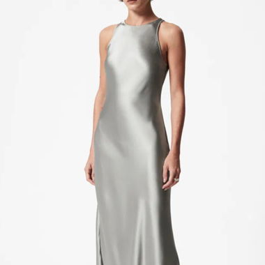 Grey satin midi dress by &other stories