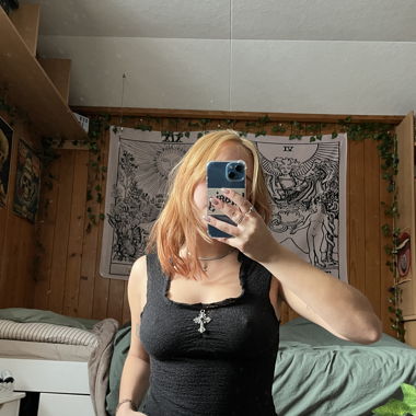 cute goth croptop with silver cross