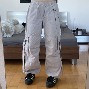 cargo parachute pants grey