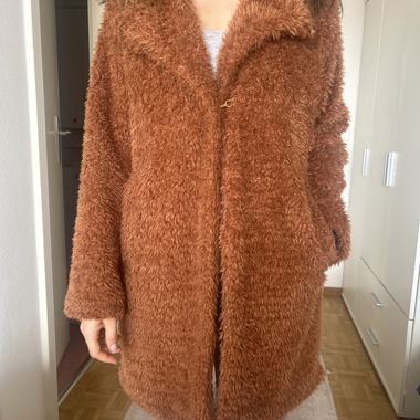Brown faux-fur coat for women