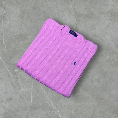 Pull Ralph Lauren torsadé rose femme 