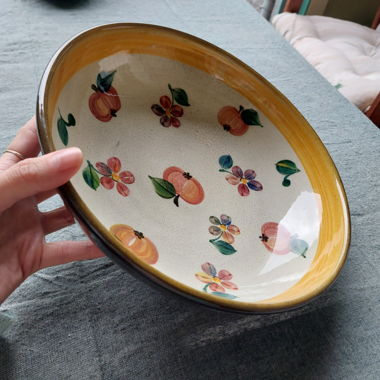 Weininger Keramik Schale Apfel Blumen
