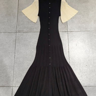 Black knit button dress