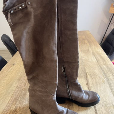 AS98 Grey/Brown Leather High Boots