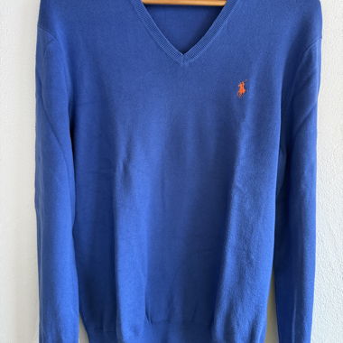 Blauer Polo Ralph Lauren V-Ausschnitt Pullover
