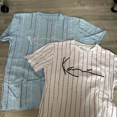Duo di T-shirt a righe Karl Kani blu e bianco