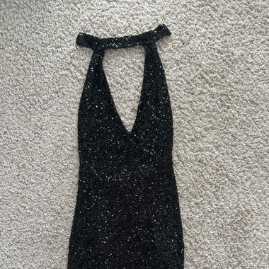 black sequin dress