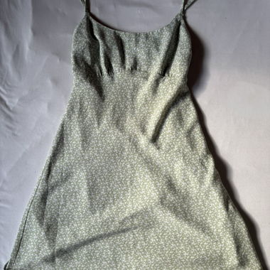 Green floral open back mini dress