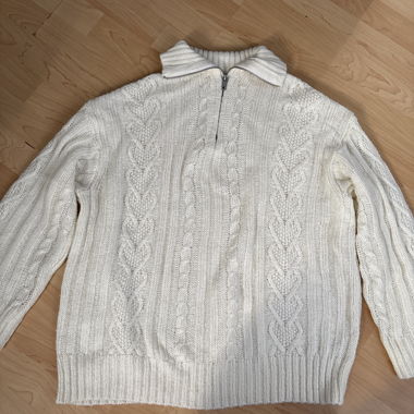 Pull demi-zip torsadé blanc