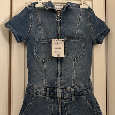 Blue Denim Jumpsuit with Zipper