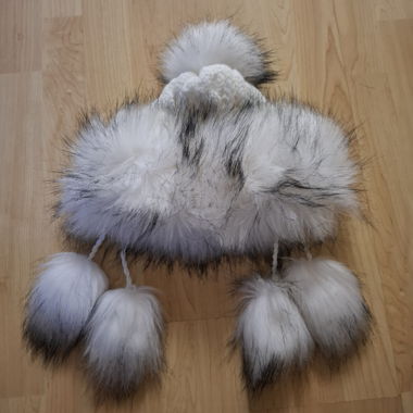Fur winter hat with pom poms, Made in EU