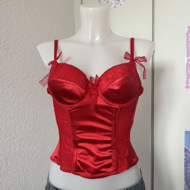 Roter Y2k-Spitzen-Corsage (70A)
