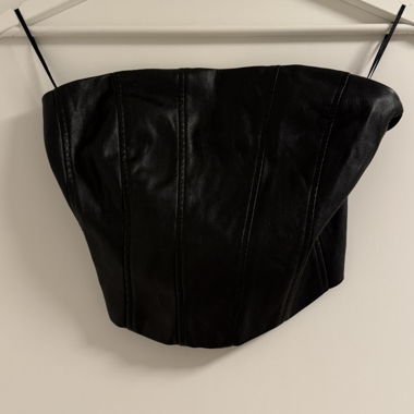 Black Faux Leather Corset Top