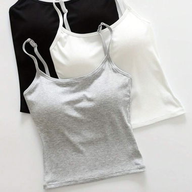 Set da 3 Crop Top con coppe e top a bretelle