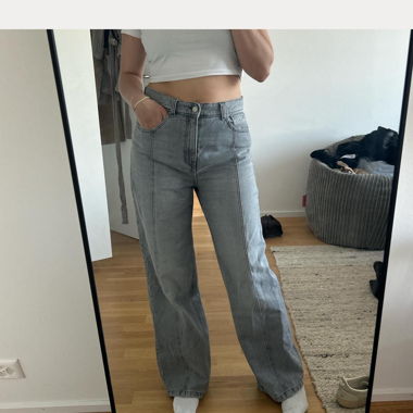 Graue Wide-Leg Jeans, 40