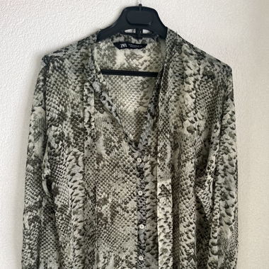 Chemise imprimé peau de serpent : vert/écru